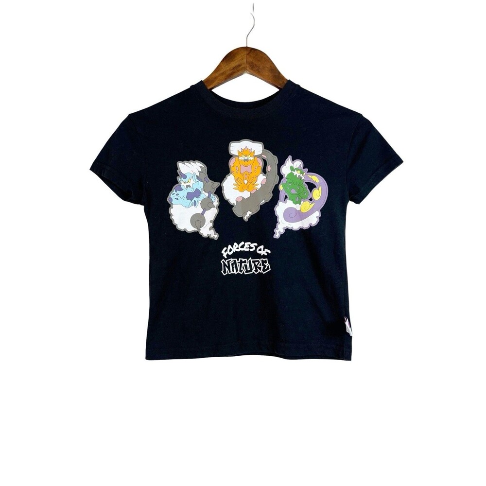 Pokémon Forces of Nature Black Graphic Tee Shirt Kids XS Gamer Streetwear